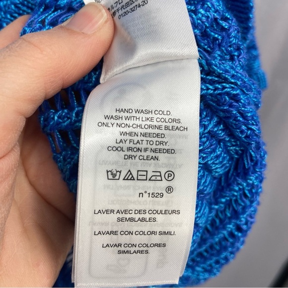 Lauren Ralph Lauren Black Label Oversized Mesh Sweater Bright Blue - Picture 5 of 8